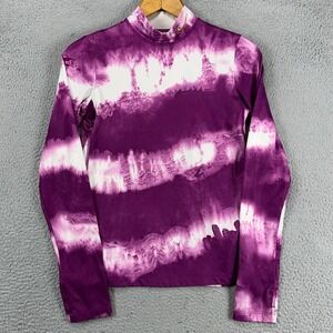 Nike Pro Combat Dri-Fit Women Compression Shirt XL Purple White Tie Dye Pullover